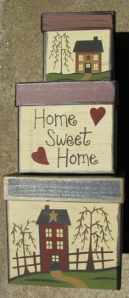 B15HSH- Home Sweet Home set of 3 paper mache nesting boxes 