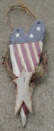 B2575H - Patriotic wood Heart with star 