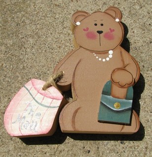 Bear Shopping - Green Purse Bear Shopping - Green Purse