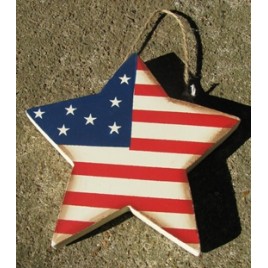 Patriotic Wood Star CH23 - Hanging Patriotic Star 