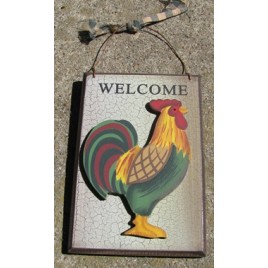 Primitive Chicken Wood Plaque CWP-12 3D Crackle Chicken Primitive Chicken Wood Plaque CWP-12 3D Crackle Chicken