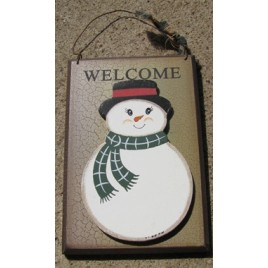 CWP14 -3D Crackle Welcome Snowman wood sign CWP14 -3D Crackle Welcome Snowman wood sign