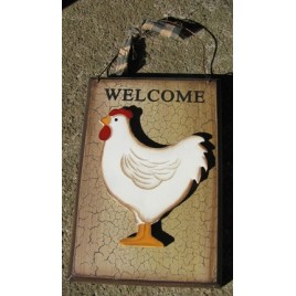 Primitive Chicken Wood Plaque CWP-8 3D Crackle Chicken 