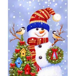 138FL - Stocking Cap Snowman House Flag