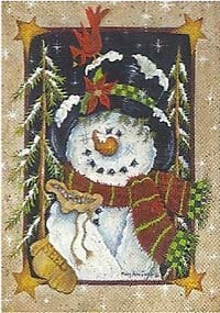 488FM- Snowman Cardinal Garden Flag 488FM- Snowman Cardinal Garden Flag