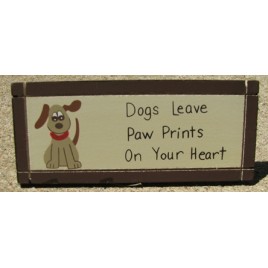 DS-17 Dog leaves Pawprints on our hearts wood wedged sign DS-17 Dog leaves Pawprints on our hearts wood wedged sign