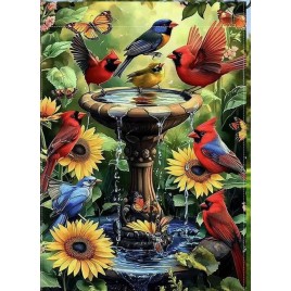 XH2266835 Vibrant Bird & Flower Garden Flag - Double-Sided Linen Blend XH2266835 Vibrant Bird & Flower Garden Flag - Double-Sided Linen Blend
