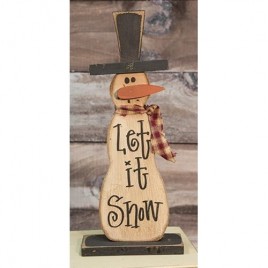 Snowman Decor G17409 Skinny Let It Snow Snowman on Base