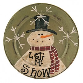 Primitive Wood Plate G33008 Let it Snow Snowman Plate Primitive Wood Plate G33008 Let it Snow Snowman Plate