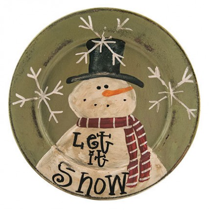 Primitive Wood Plate G33008 Let it Snow Snowman Plate Primitive Wood Plate G33008 Let it Snow Snowman Plate