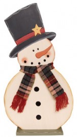 Snowman Decor G34799-Snowman With Scarf on Base 