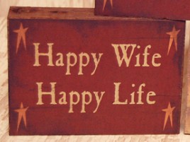 GBJ224 - Happy Wife Happy Life Wood Block 