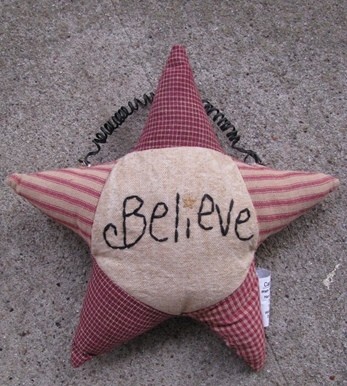 Primitive Decor GF181-Believe Star Hanging Ornament Primitive Decor GF181-Believe Star Hanging Ornament