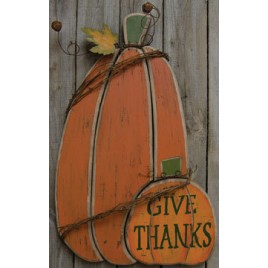 Give Thanks Pumpkin wood Primitive Sign GJHF6780  