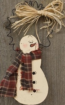 Wood Snowman Ornament D0035CWF - Snowman with Scarf Wood Snowman Ornament D0035CWF - Snowman with Scarf