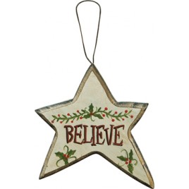 Wood Christmas Ornament X8160C-Believe Star Wood Christmas Ornament X8160C-Believe Star