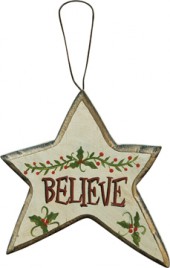Wood Christmas Ornament X8160C-Believe Star 