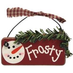 GJHX9070 Frosty Wood Sign Ornament GJHX9070 Frosty Wood Sign Ornament