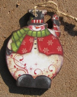 gm2498 - Waving Snowman Wood Ornament gm2498 - Waving Snowman Wood Ornament