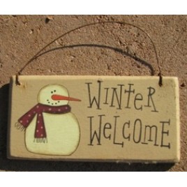 gr115ww - Winter Welcome Snowman wood sign   gr115ww - Winter Welcome Snowman wood sign