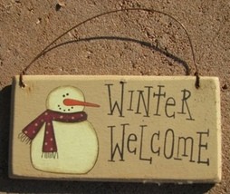  gr115ww - Winter Welcome Snowman wood sign 