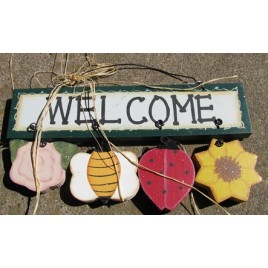  GS301 - Welcome Flower Bee ladybug sunflower wood sign 