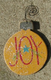 HO5150 - Joy Yellow Bulb wood ornament 