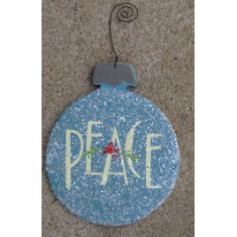 HO5151-Peace Aqua wood Bulb Christmas Ornie HO5151-Peace Aqua wood Bulb Christmas Ornie
