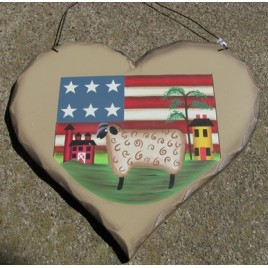  HP23 - Sheep Flag Barn wood heart 