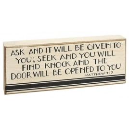 Primitive wood Box Sign HW-4626 Matthew 7:7 