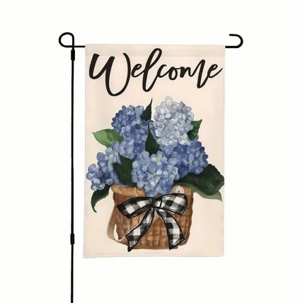 JC3716972 Charming Hydrangea Welcome Garden Flag - Double-Sided JC3716972 Charming Hydrangea Welcome Garden Flag - Double-Sided