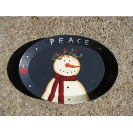 OPS-8 Snowman Peace small wood plate OPS-8 Snowman Peace small wood plate