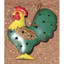  OR320- Rooster  tin punched ornament 