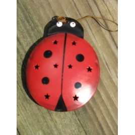 OR328- Ladybug Metal Christmas Ornament