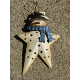Metal Christmas Ornament OR-349 Snowman Blue Scarf Metal Christmas Ornament OR-349 Snowman Blue Scarf