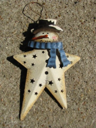 Metal Christmas Ornament OR-349 Snowman Blue Scarf Metal Christmas Ornament OR-349 Snowman Blue Scarf