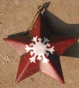 OR-504 Red Star With Snowflake Metal Christmas Ornament OR-504 Red Star With Snowflake Metal Christmas Ornament