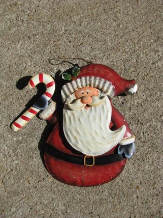 OR-608 Santa with Candy Cane Christmas Ornament OR-608 Santa with Candy Cane Christmas Ornament