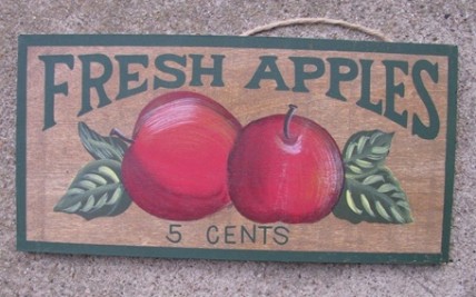 P18 - Fresh Apples 5 cents Wood Plaque