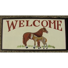 P41 - Welcome Horses Wood Sign 