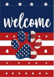81M1V53761 American Flag and Paw Print Double-sided Garden Flag