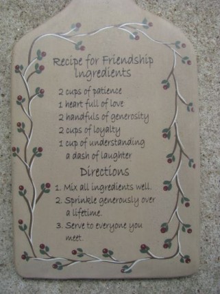 32194 Recipe for Friendship Ingredients Bread Board