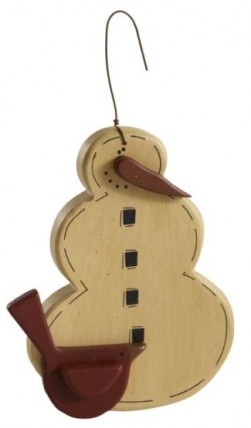 RO-769 Snowman w/ Cardinal wood Ornie