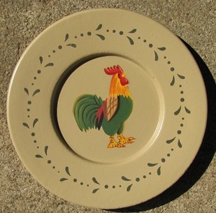 Primitive Wood Rooster Plate 