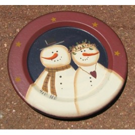 RPS9 - Mr & Mrs Snowman wood plate RPS9 - Mr & Mrs Snowman wood plate