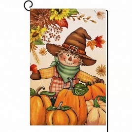 MQ9997852 Fall Pumpkin Scarecrow Garden Flag Double Sided MQ9997852 Fall Pumpkin Scarecrow Garden Flag Double Sided