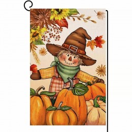 MQ9997852 Fall Pumpkin Scarecrow Garden Flag Double Sided