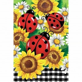 72M5650571 Charming Sunflower and Ladybug Garden Flag- Double-sided Polyester