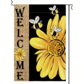 CQ1450876 Spring Summer Bee Sunflower Garden Flag Double Sided CQ1450876 Spring Summer Bee Sunflower Garden Flag Double Sided