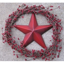 STW1- Vine Wreath with berries and Metal Star 